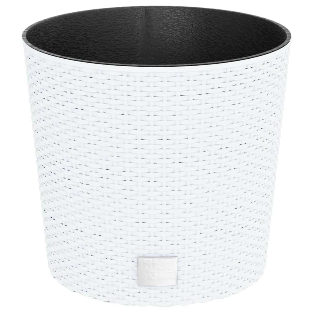 Vidaxxl jardinière avec plateau amovible aspect rotin 15 15,3 l pp blanc