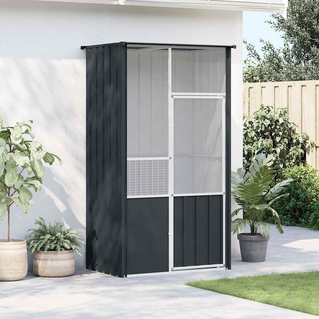 Cage à oiseaux Vidaxxl 115x78x200 cm en acier galvanisé couleur anthracite