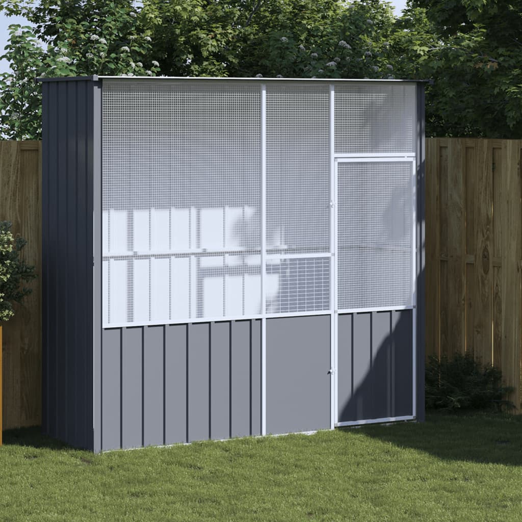 VidaXL Cage à oiseaux 215x78x200 cm acier galvanisé anthracite
