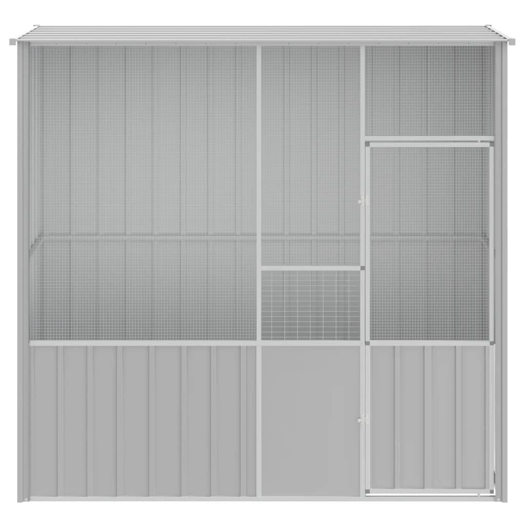 VidaXL Cage à oiseaux 215x78x200 cm acier galvanisé gris