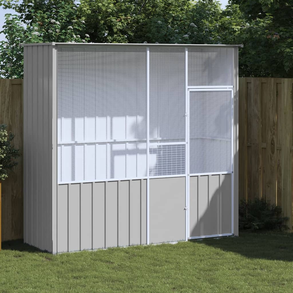 VidaXL Cage à oiseaux 215x78x200 cm acier galvanisé gris