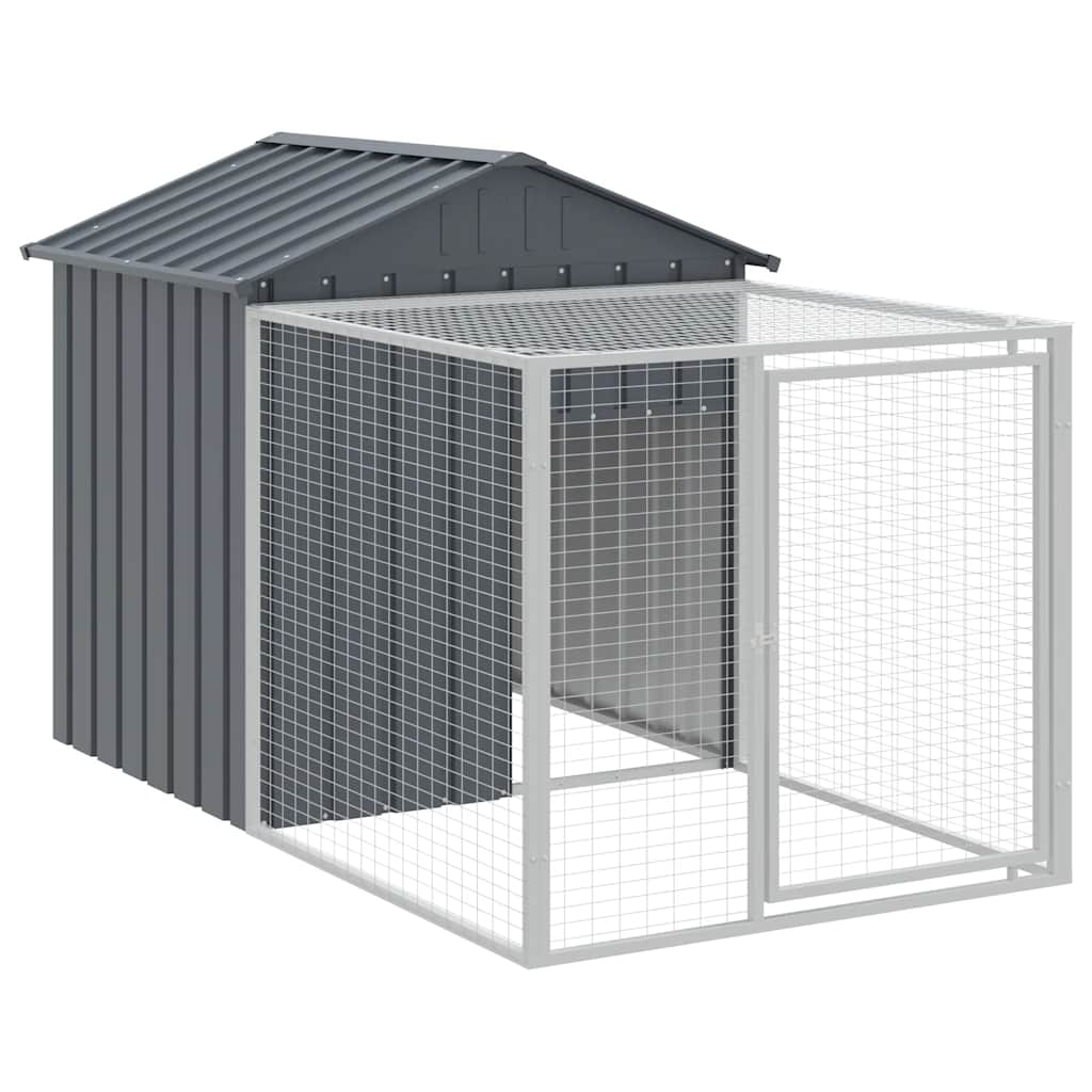 Poulailler Vidaxx avec enclos 117x201x123 cm acier galvanisé anthracite