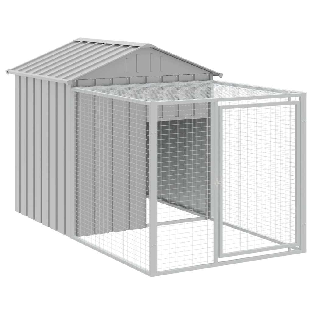 Poulailler Vidaxx avec enclos 117x201x123 cm acier galvanisé gris