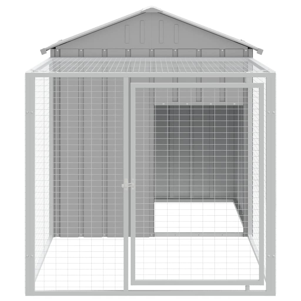Poulailler Vidaxx avec enclos 117x201x123 cm acier galvanisé gris