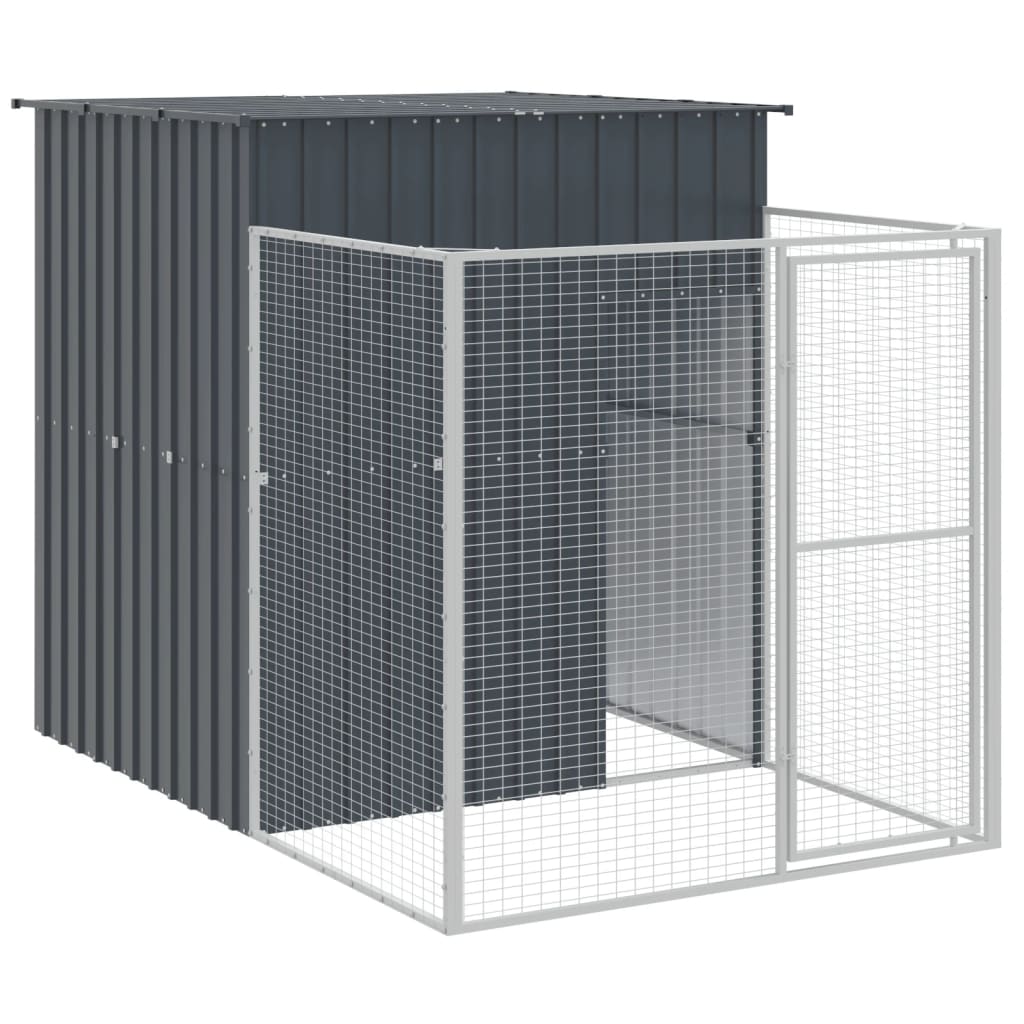 VidaXL Niche pour chien avec enclos 165x251x181 cm Acier galvanisé Anthracite