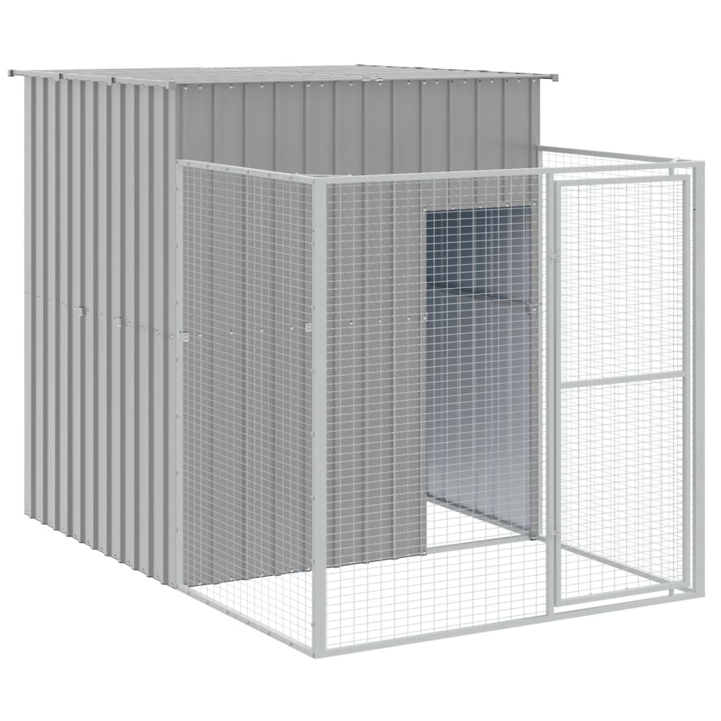 VidaXL Niche pour chien avec enclos 165x251x181 cm Acier galvanisé Gris