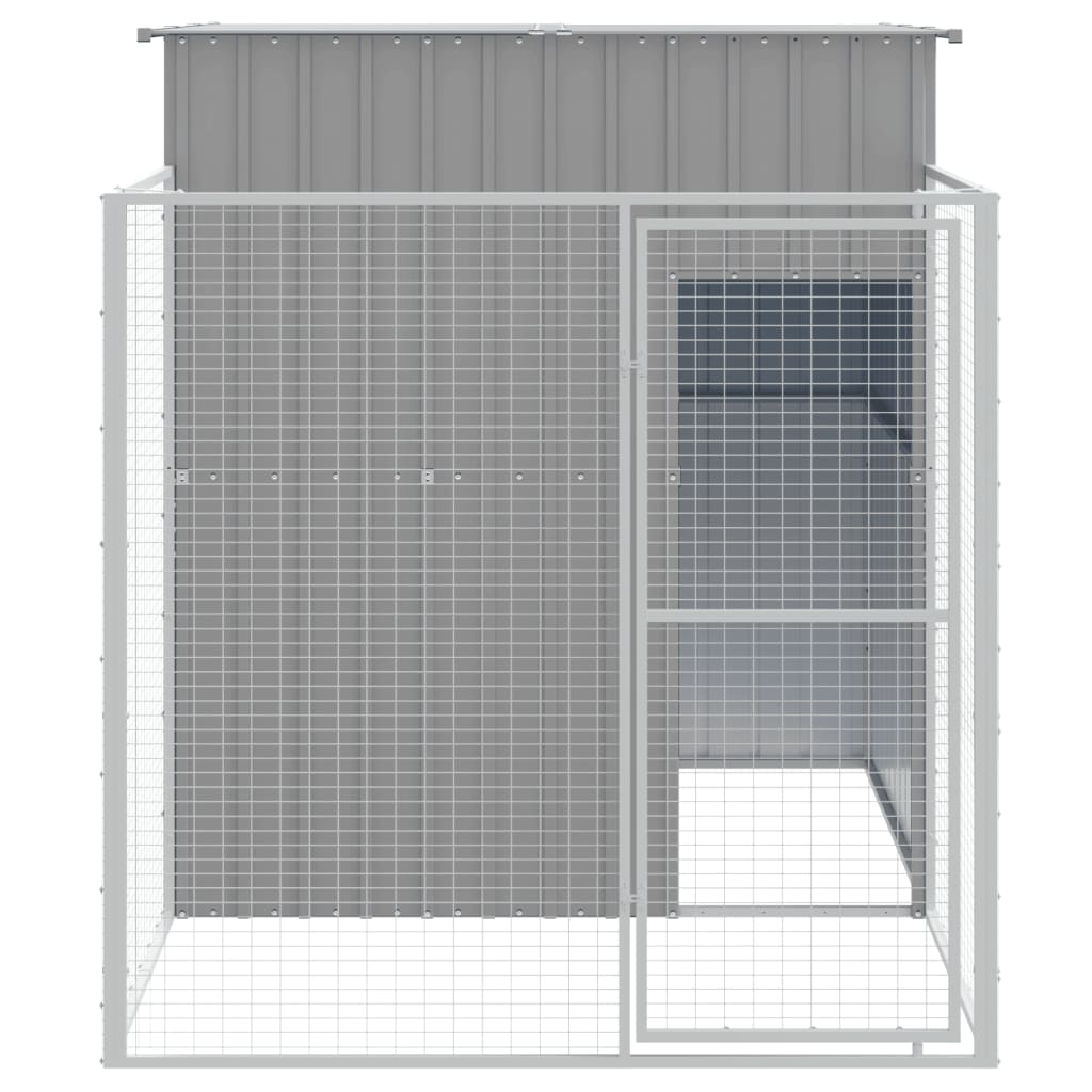 VidaXL Niche pour chien avec enclos 165x251x181 cm Acier galvanisé Gris