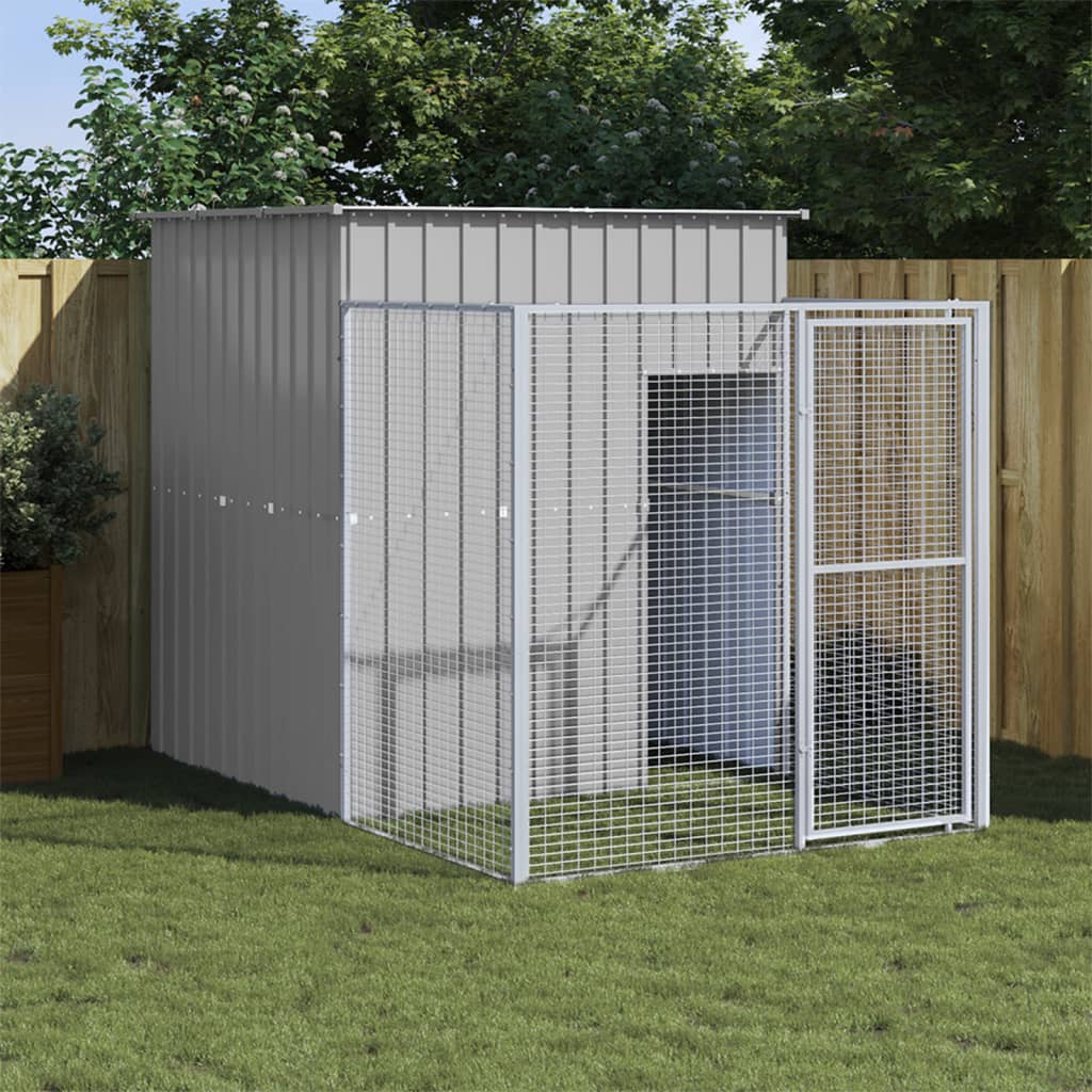 VidaXL Niche pour chien avec enclos 165x251x181 cm Acier galvanisé Gris