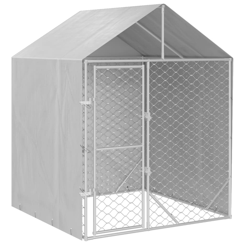 VidaXL Chenil pour chien avec toit 2x2x2,5 m en acier galvanisé argent