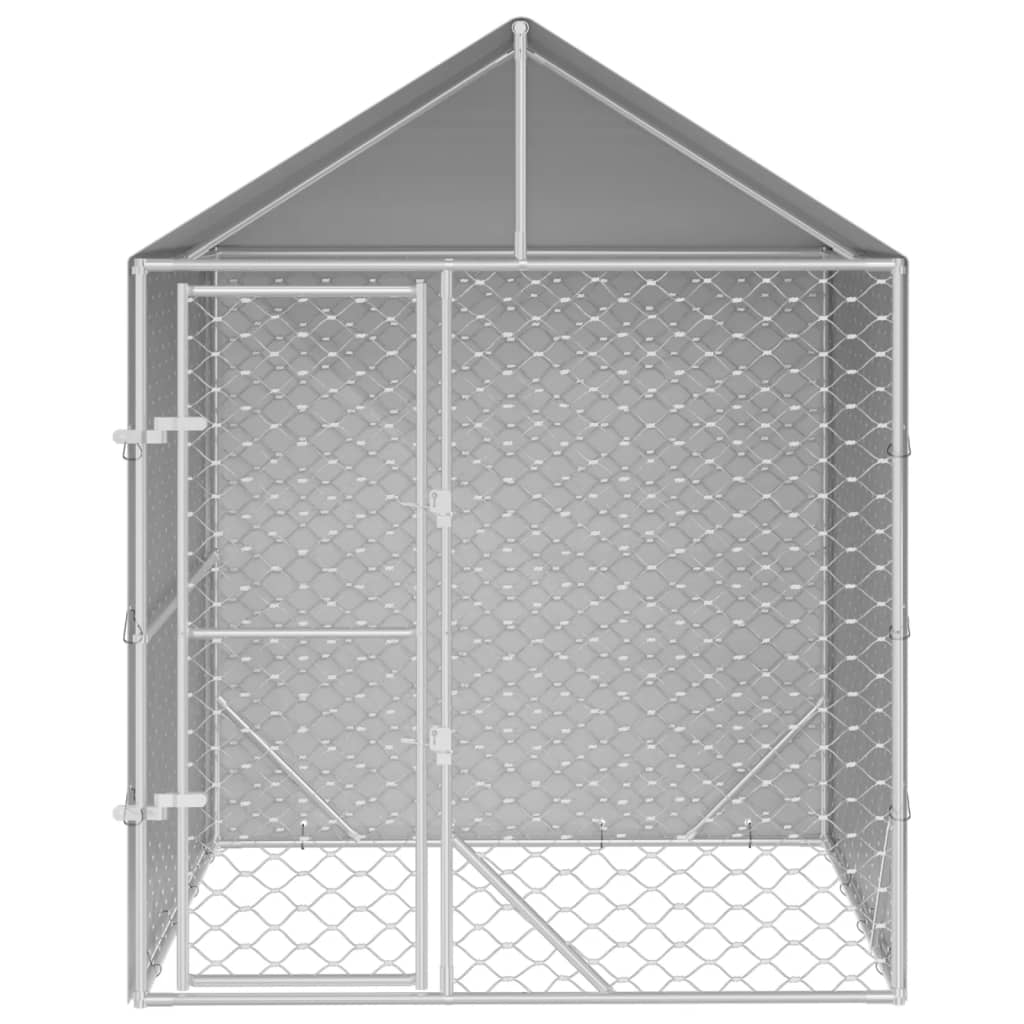 VidaXL Chenil pour chien avec toit 2x2x2,5 m en acier galvanisé argent