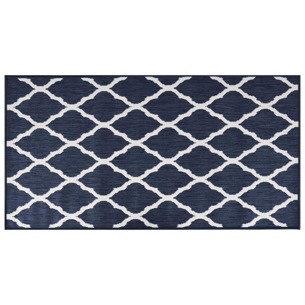 Vidaxx tapis d'extérieur réversible 80x150 cm bleu marine et blanc