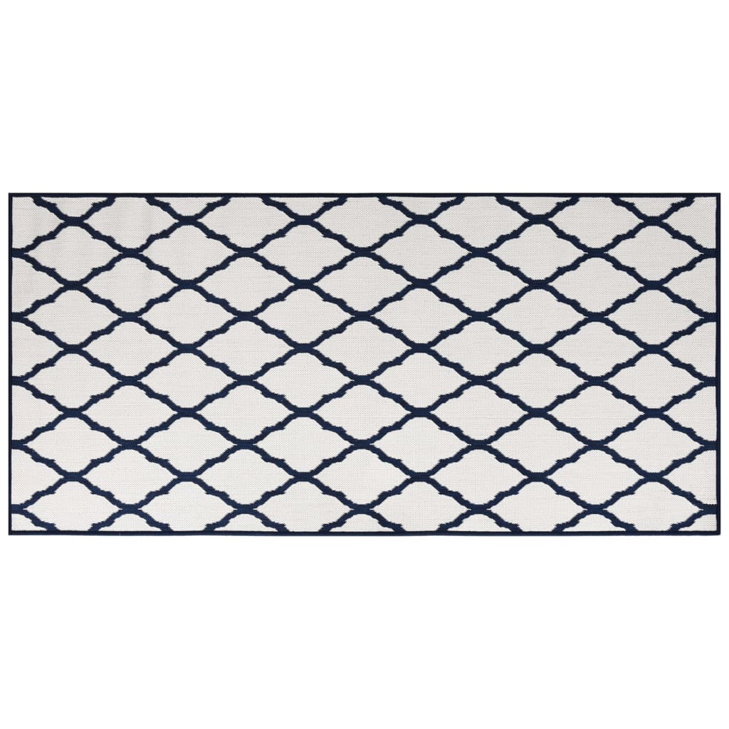 Vidaxx tapis d'extérieur réversible 100x200 cm bleu marine et blanc