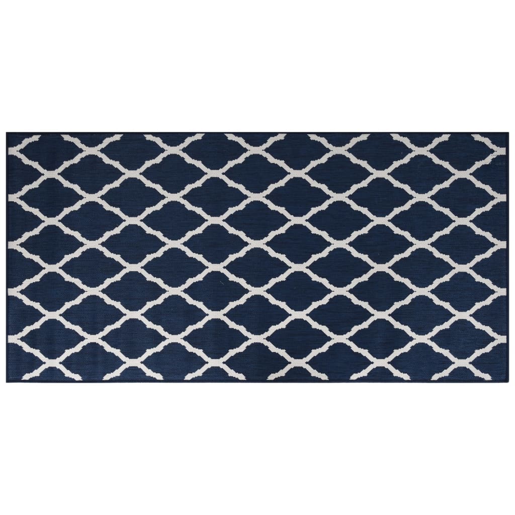 Vidaxx tapis d'extérieur réversible 100x200 cm bleu marine et blanc