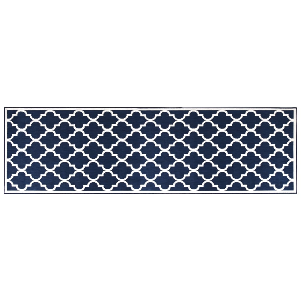 Vidaxx tapis d'extérieur réversible 80x250 cm bleu marine et blanc