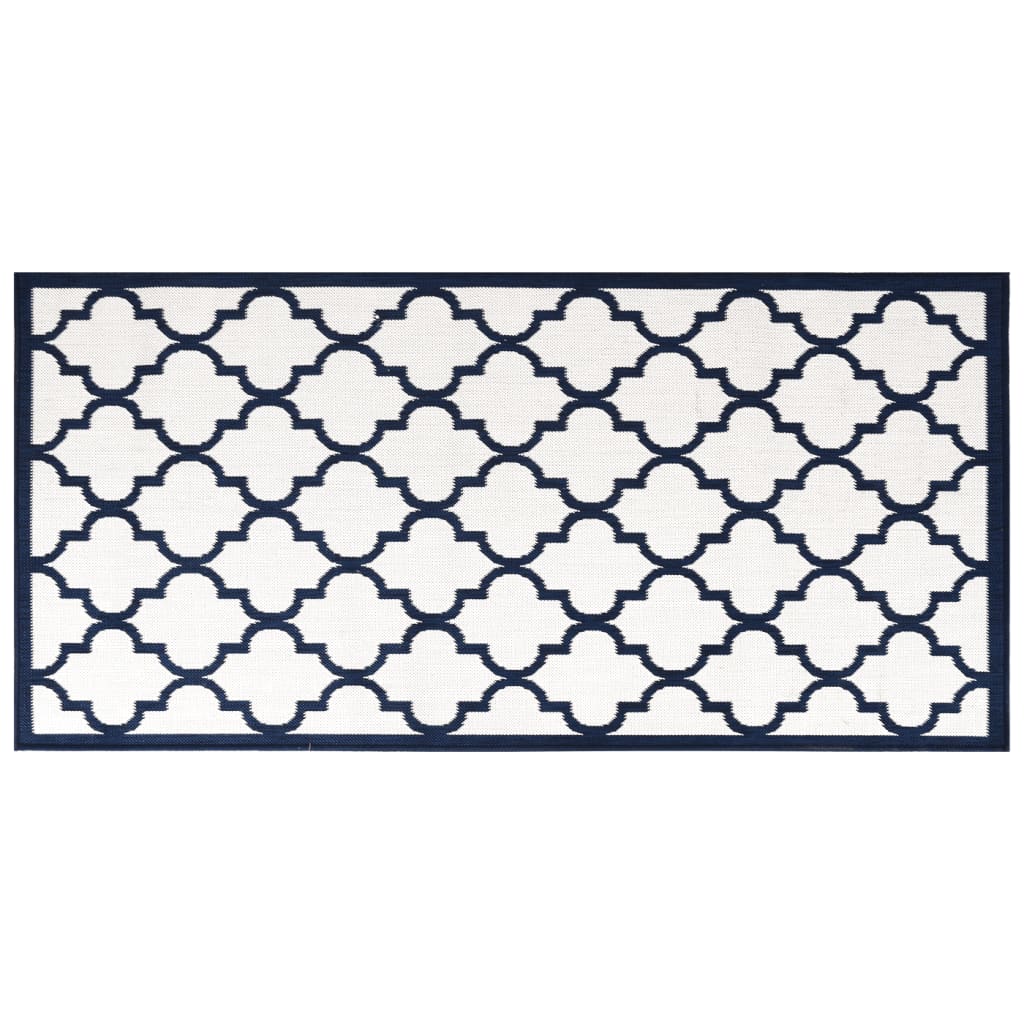 Vidaxx tapis d'extérieur réversible 100x200 cm bleu marine et blanc