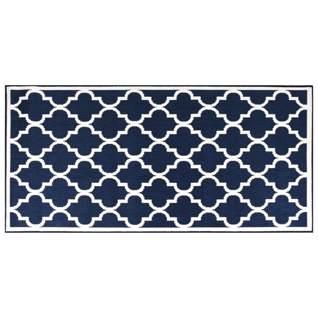 Vidaxx tapis d'extérieur réversible 100x200 cm bleu marine et blanc