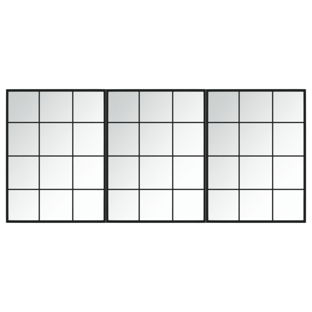 VidaXL Miroirs muraux 3 pcs 80x60 cm métal noir