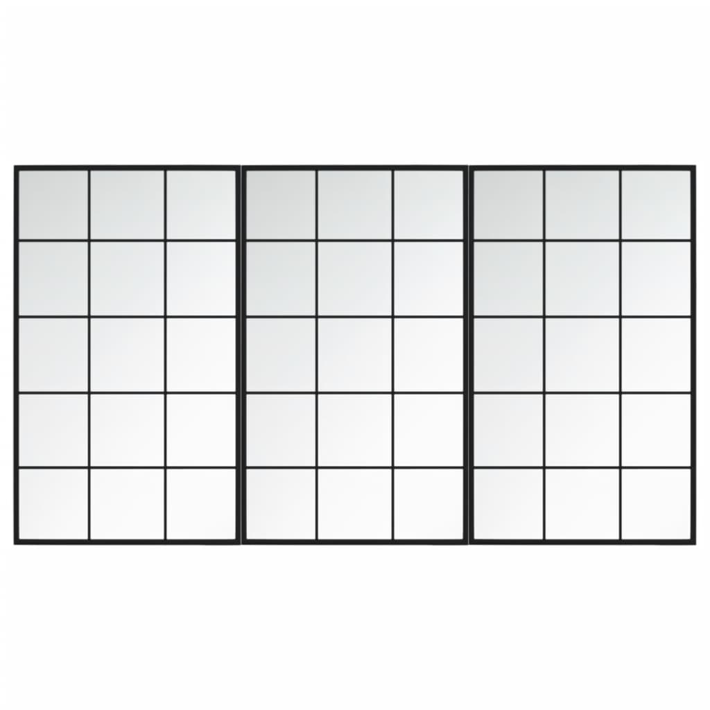 VidaXL Miroirs muraux 3 pcs 100x60 cm métal noir
