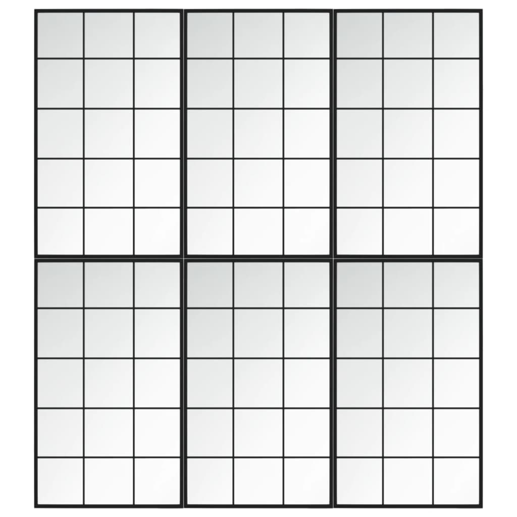 VidaXL Miroirs muraux 6 pcs 100x60 cm métal noir