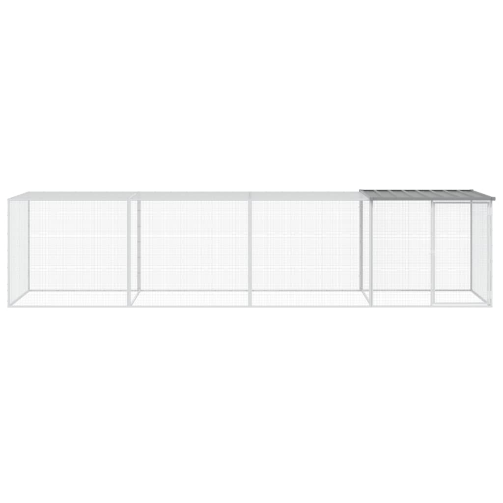 VidaXL Poulailler avec Toit 403x98x90 cm Acier Galvanisé Gris Clair