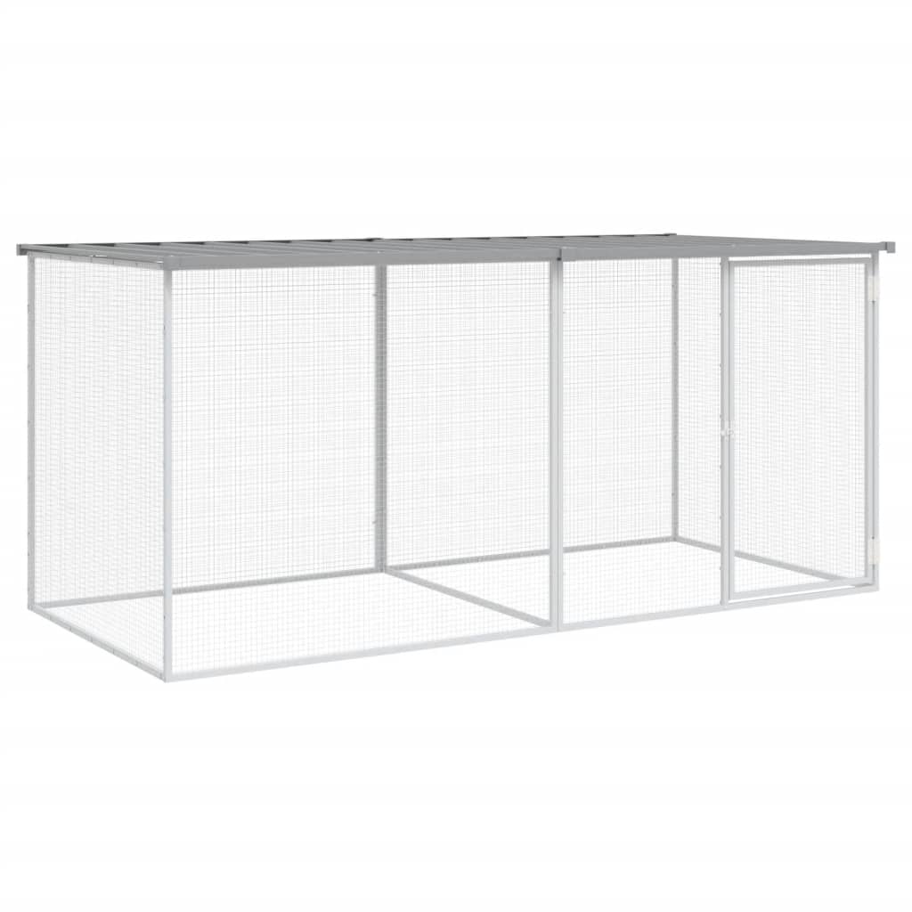 VidaXL Poulailler avec Toit 203x98x90 cm Acier Galvanisé Gris Clair