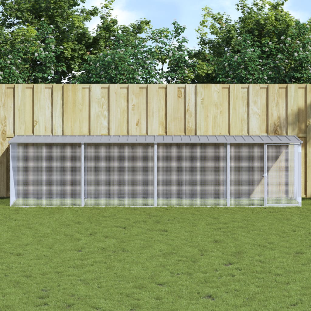 VidaXL Poulailler avec Toit 403x98x90 cm Acier Galvanisé Gris Clair