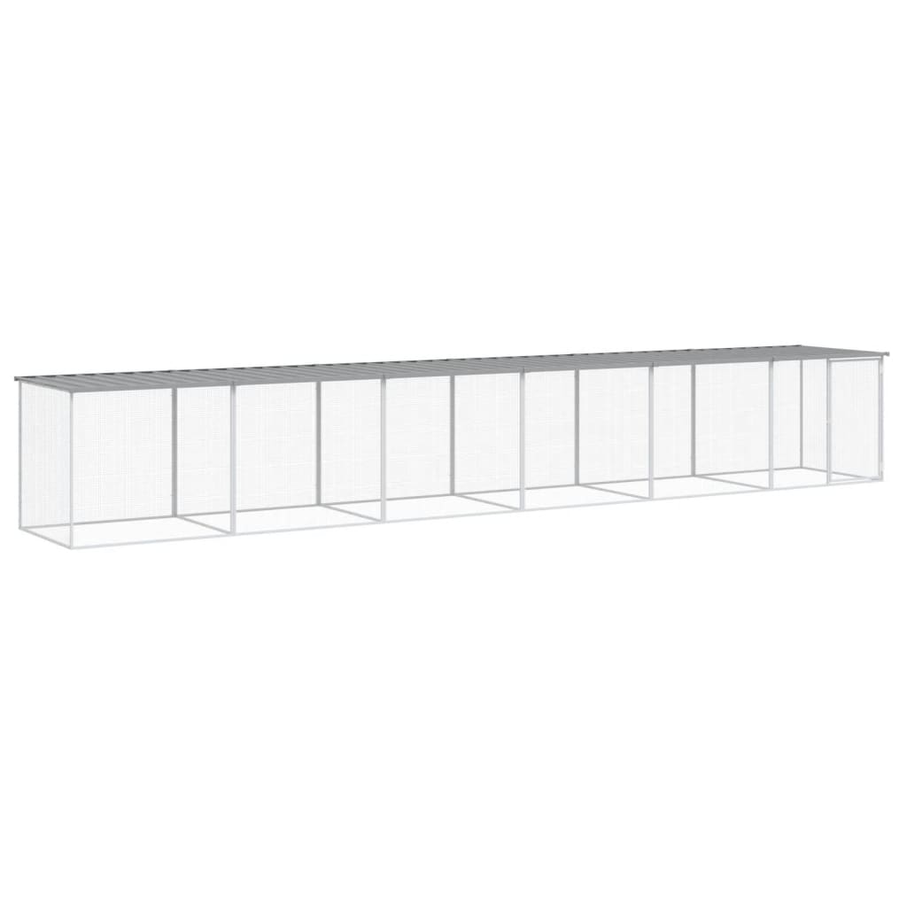 VidaXL Poulailler avec Toit 603x98x90 cm Acier Galvanisé Gris Clair