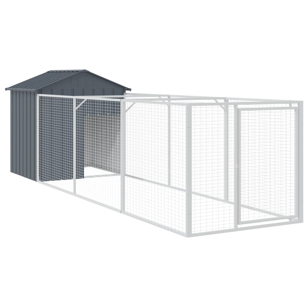 VidaXL Niche pour chien avec toit 117x405x123 cm Acier galvanisé Anthracite