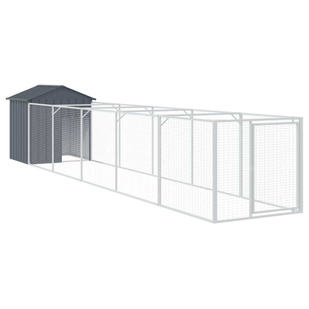 VidaXL Niche pour chien avec toit 117x609x123 cm Acier galvanisé Anthracite