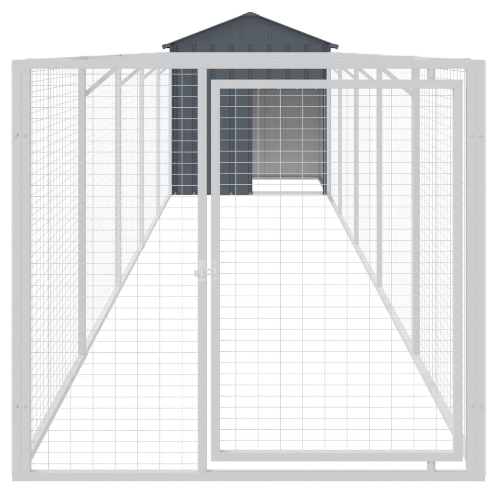 VidaXL Niche pour chien avec toit 117x609x123 cm Acier galvanisé Anthracite