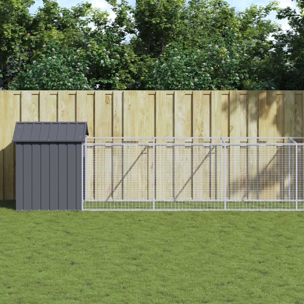 VidaXL Niche pour chien avec toit 117x1017x123 cm Acier Anthracite
