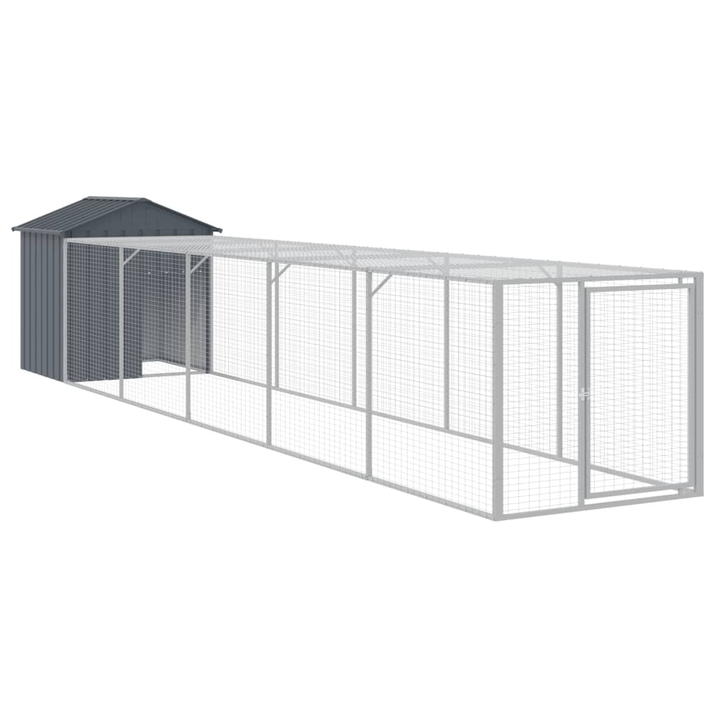 VidaXL Poulailler avec enclos 117x609x123 cm Acier Galvanisé Anthracite