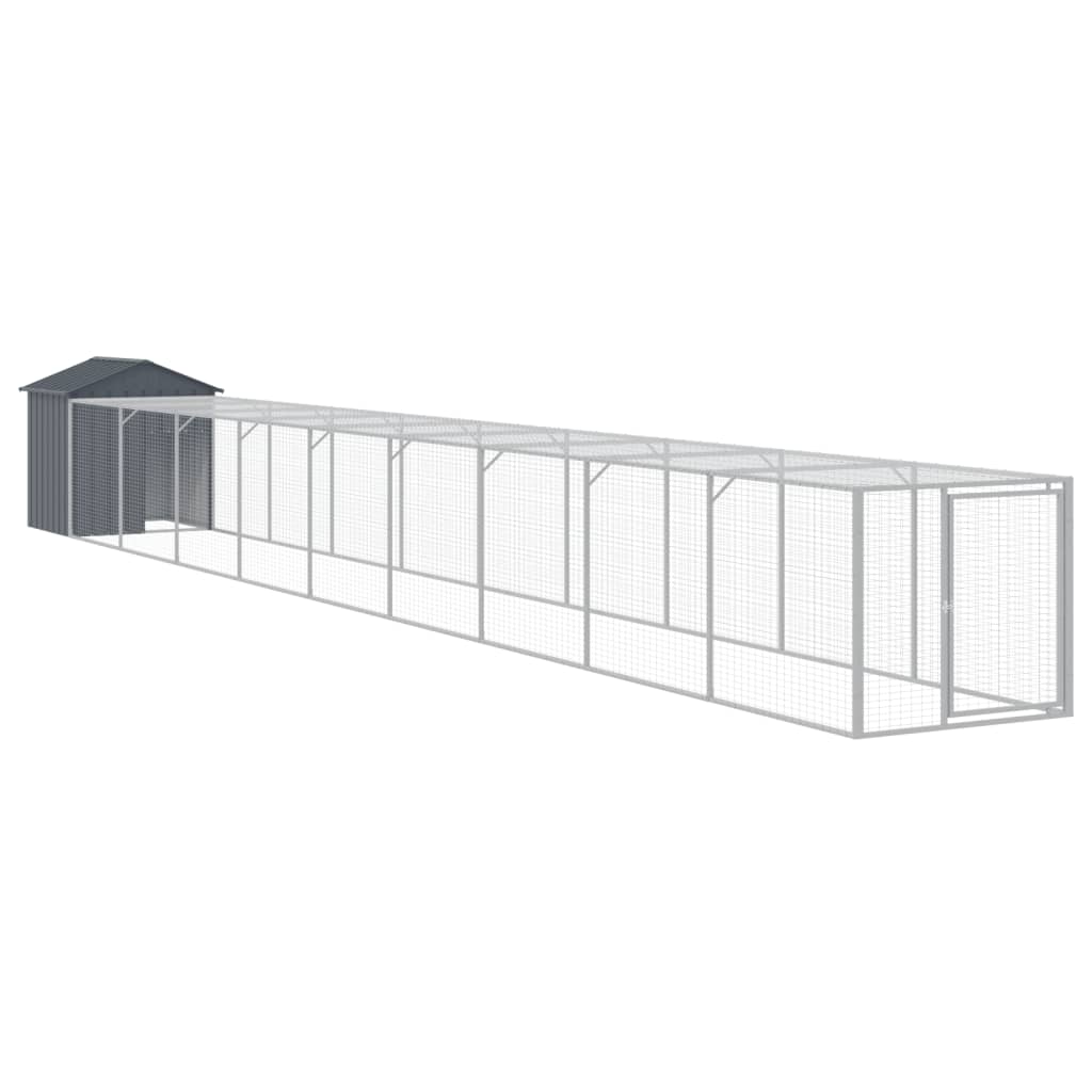 VidaXL Poulailler avec enclos 117x1017x123 cm Acier Anthracite