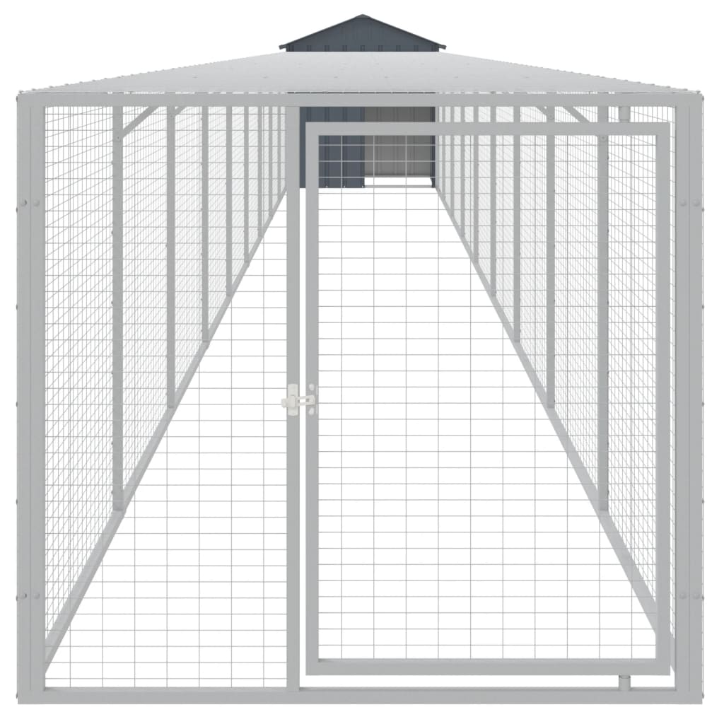 VidaXL Poulailler avec enclos 117x1017x123 cm Acier Anthracite