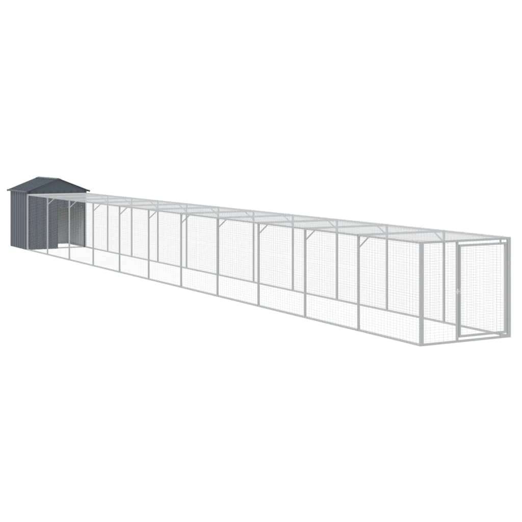 VidaXL Poulailler avec enclos 117x1221x123 cm Acier Anthracite