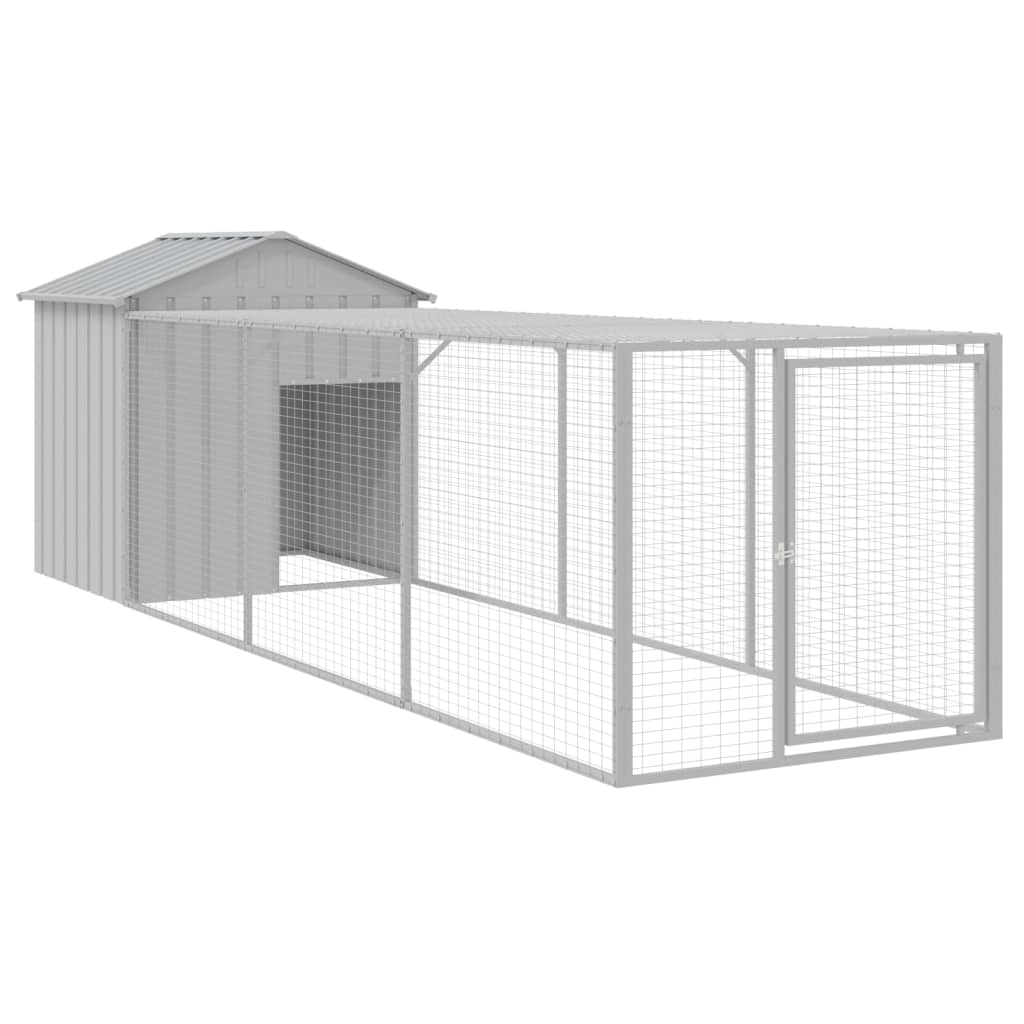 VidaXL Poulailler avec enclos 117x405x123 cm acier gris clair