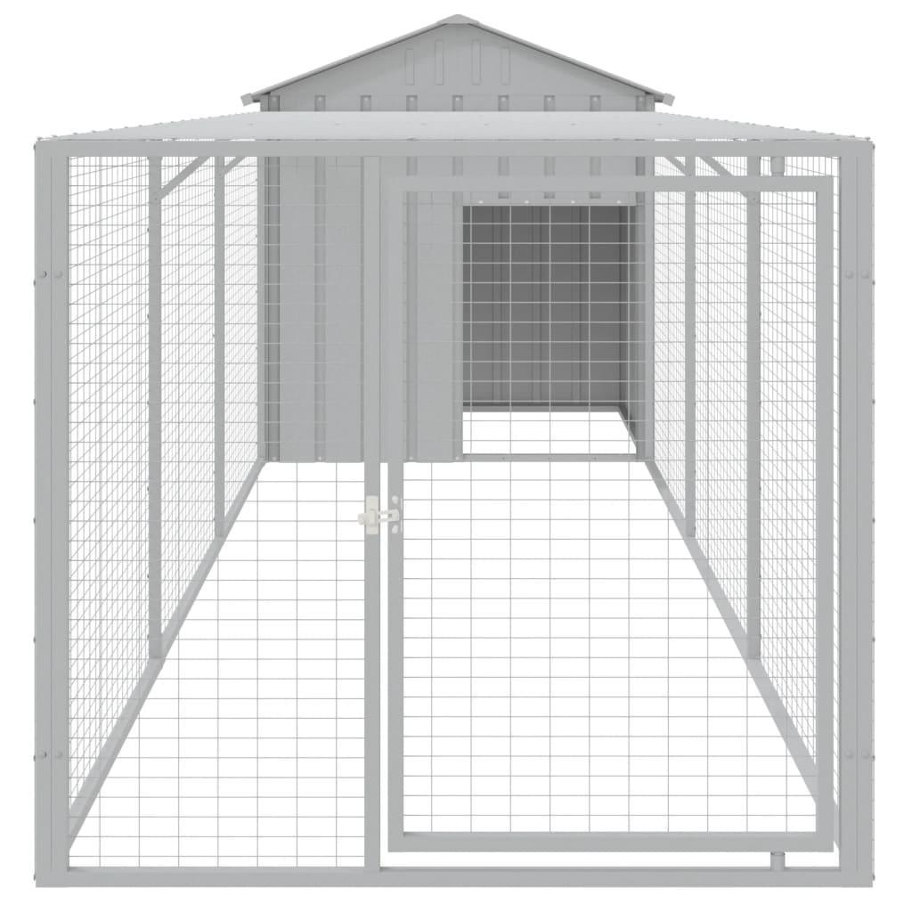VidaXL Poulailler avec enclos 117x405x123 cm acier gris clair