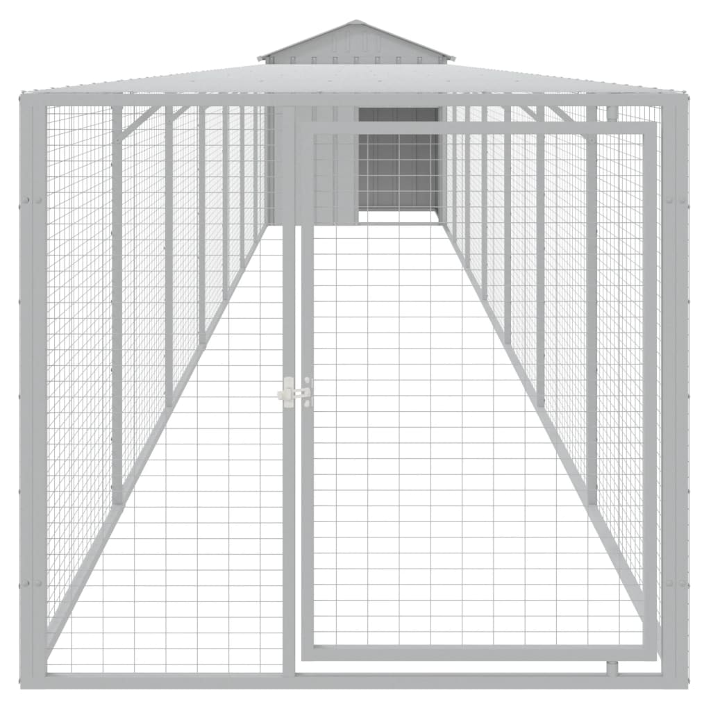 VidaXL Poulailler avec enclos 117x813x123 cm acier gris clair