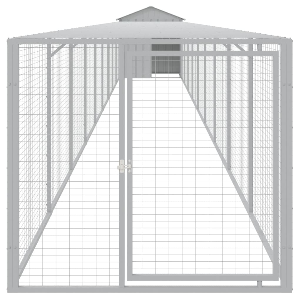 VidaXL Poulailler avec enclos 117x1017x123 cm Acier Gris Clair