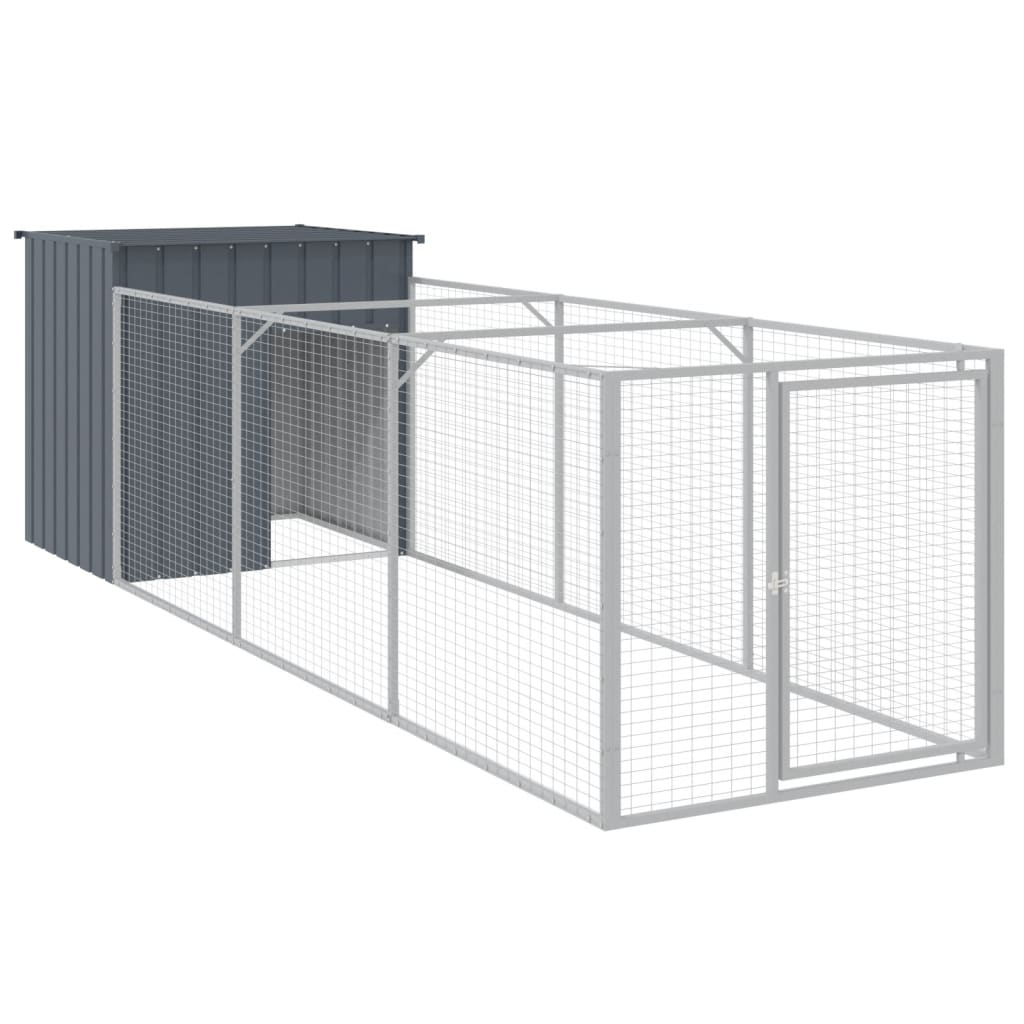 VidaXL Niche pour chien avec enclos 110x405x110 cm Acier galvanisé Anthracite
