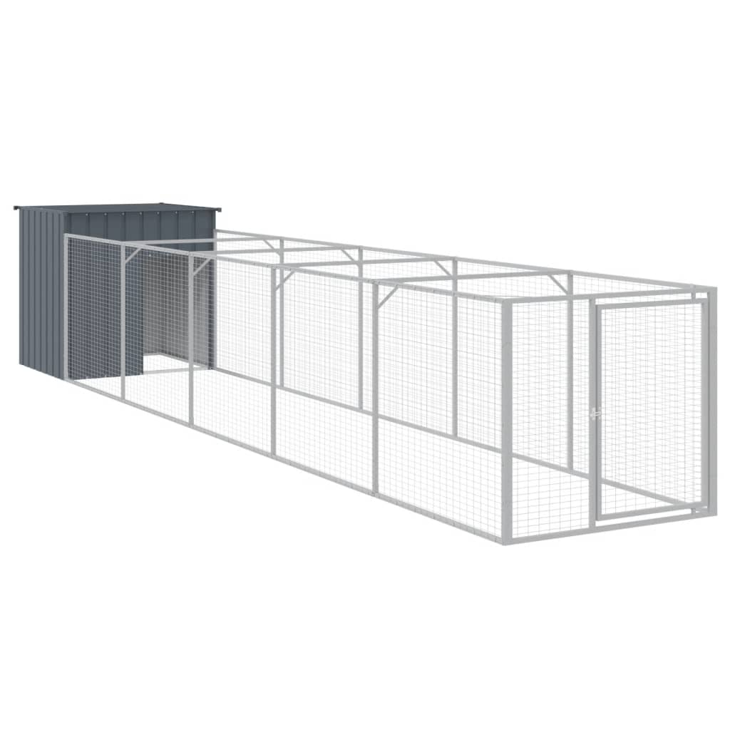 VidaXL Niche pour chien avec enclos 110x609x110 cm Acier galvanisé Anthracite