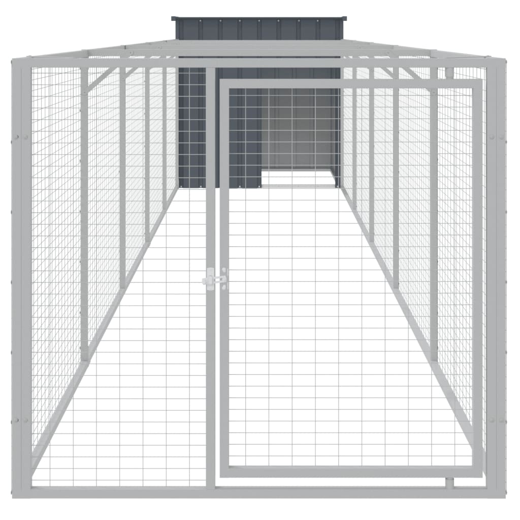VidaXL Niche pour chien avec enclos 110x609x110 cm Acier galvanisé Anthracite