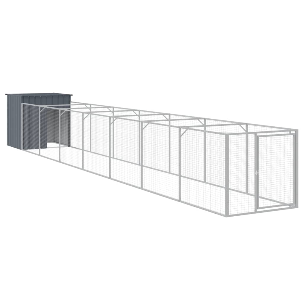 VidaXL Niche pour chien avec enclos 110x813x110 cm Acier galvanisé Anthracite