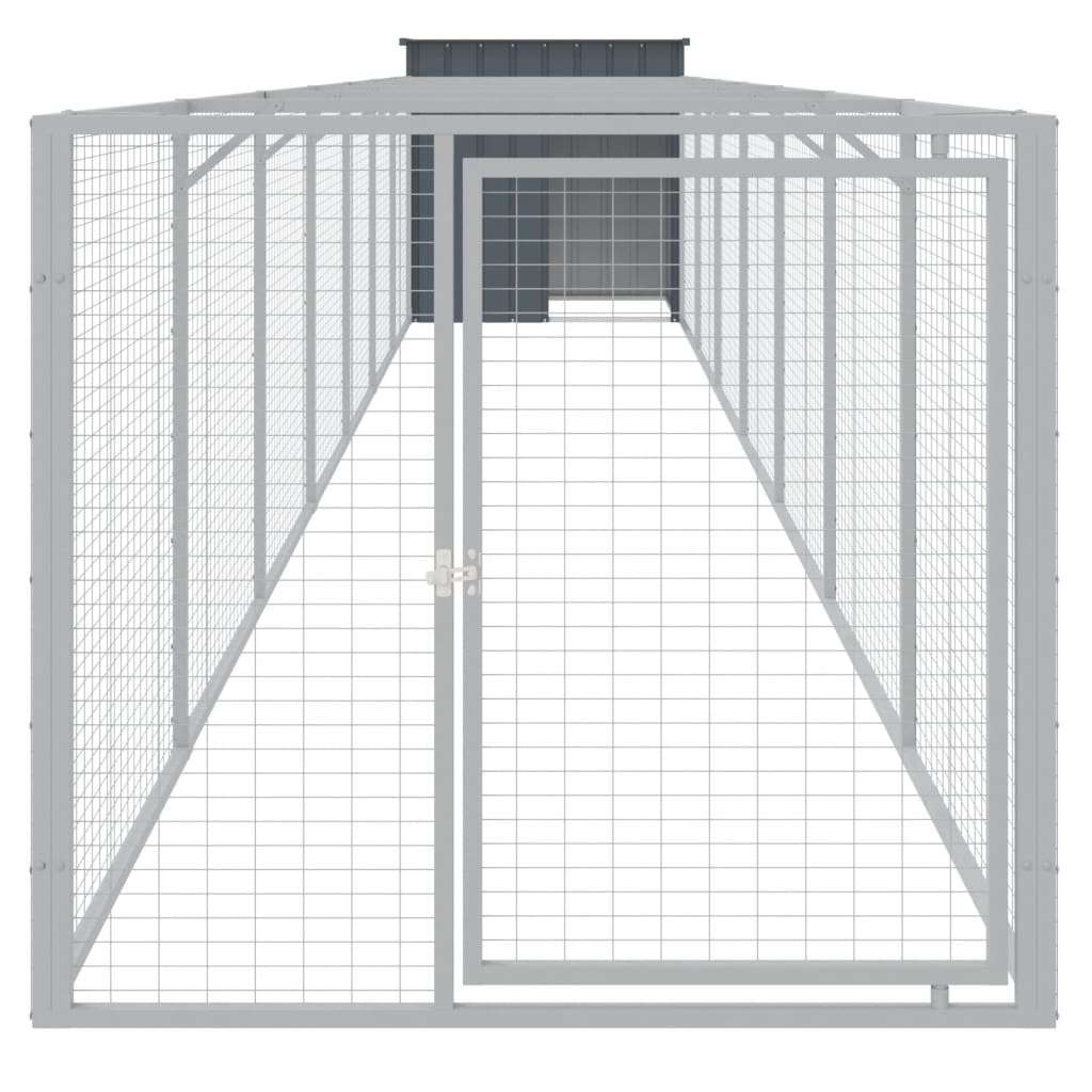 VidaXL Niche pour chien avec enclos 110x813x110 cm Acier galvanisé Anthracite
