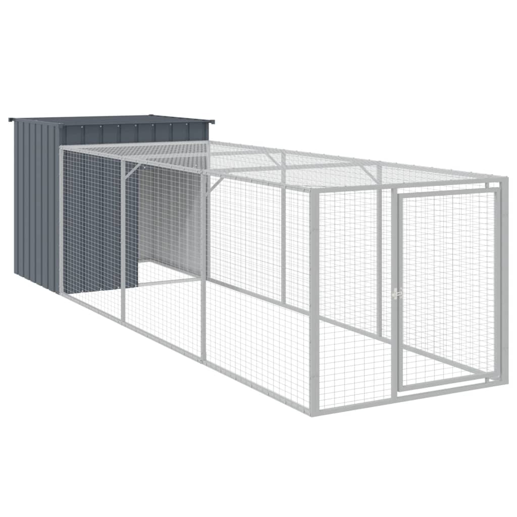 VidaXL Poulailler avec enclos 110x405x110 cm Acier Galvanisé Anthracite