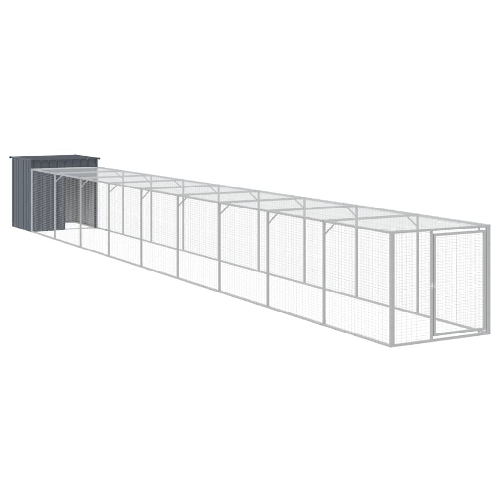 VidaXL Poulailler avec enclos 110x1017x110 cm Acier Anthracite