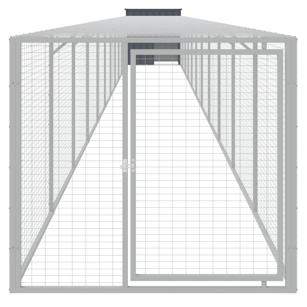 VidaXL Poulailler avec enclos 110x1221x110 cm Acier Anthracite