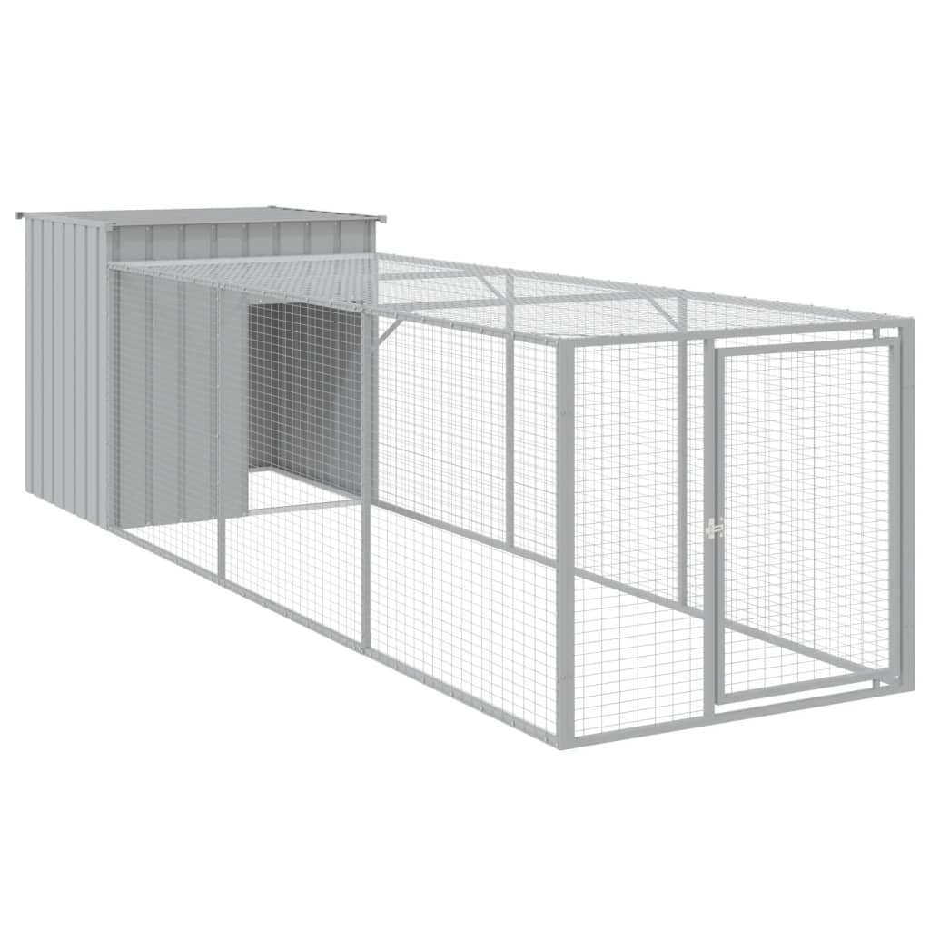 VidaXL Poulailler avec enclos 110x405x110 cm acier gris clair