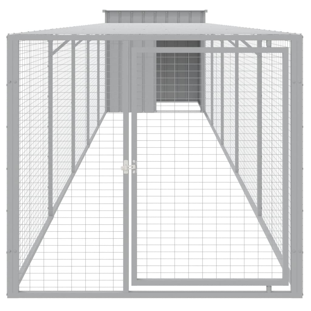VidaXL Poulailler avec enclos 110x609x110 cm acier gris clair