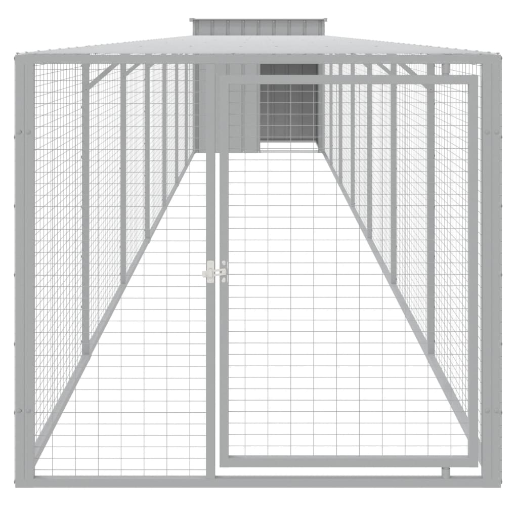 VidaXL Poulailler avec enclos 110x813x110 cm acier gris clair